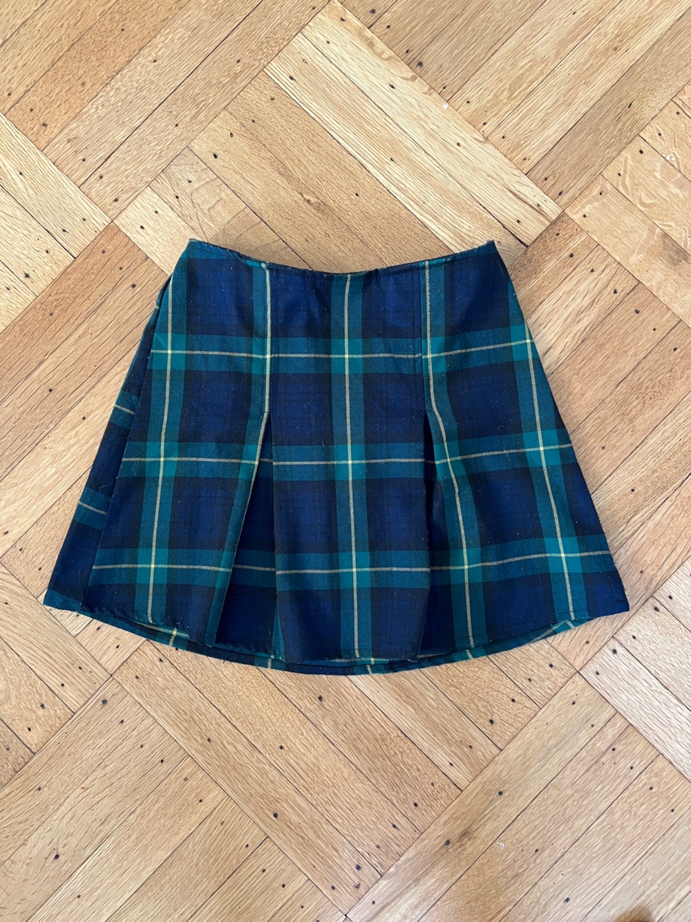 Brandy Melville Navy and Green Plaid Skater Skirt